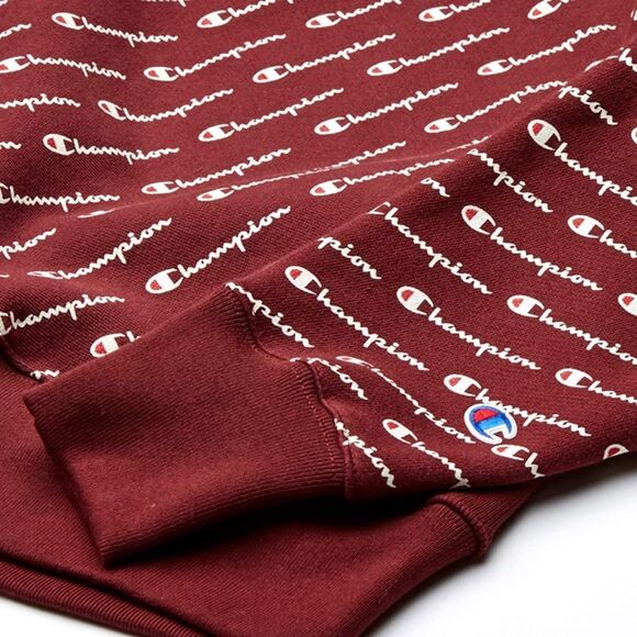 CHAMPION REVERSE WEAVE AOP CREWNECK SWEATSHIRT XS Burgundy Maroon Men’s Unisex - Picture 8 of 11